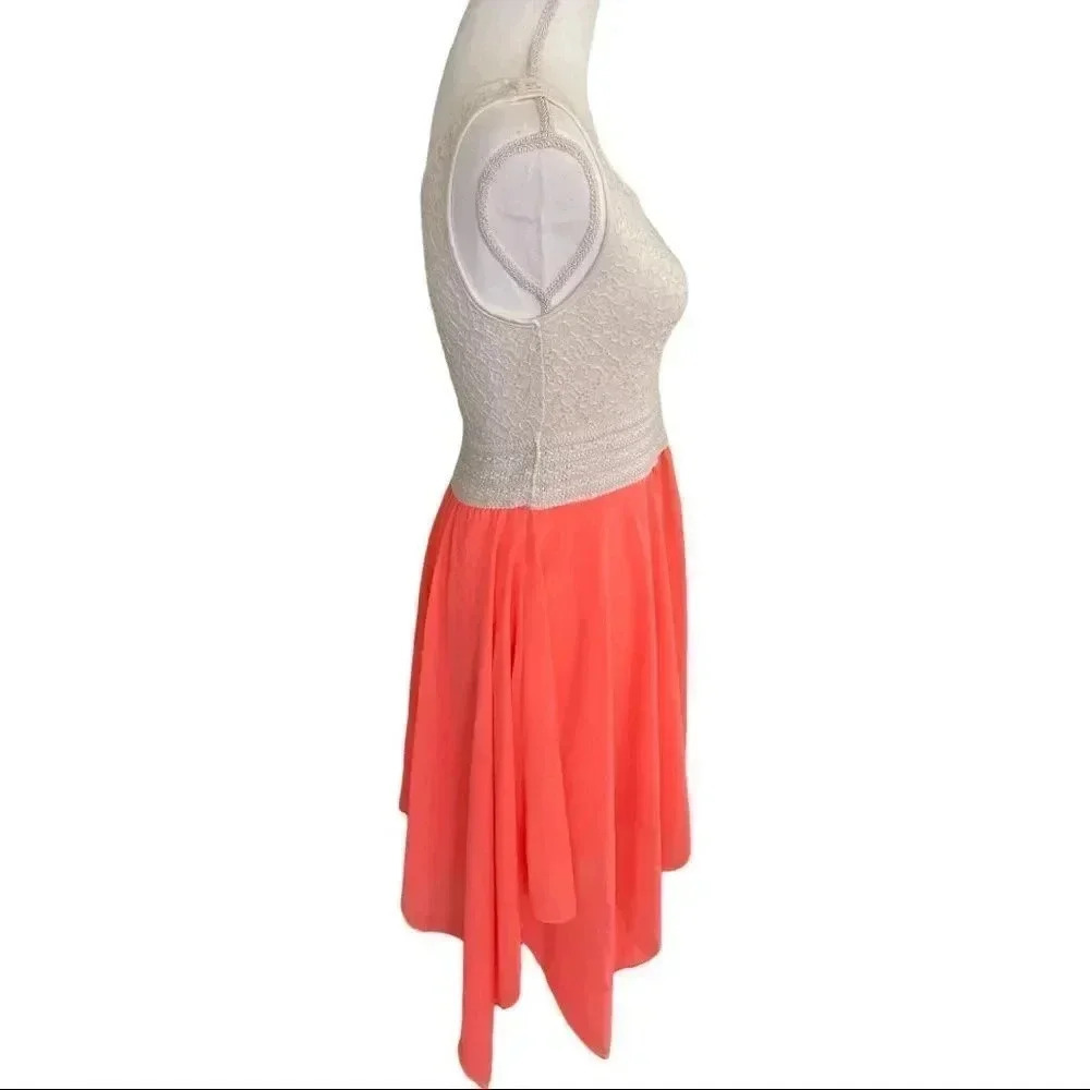 Rue 21 M ivory lace and coral skirt dress with shark bite hem - Picture 2 of 8